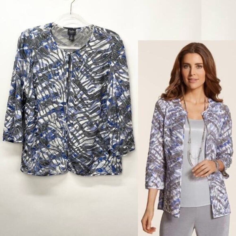Chico's Travelers Collection Watercolor Jacket Size Large Sequin